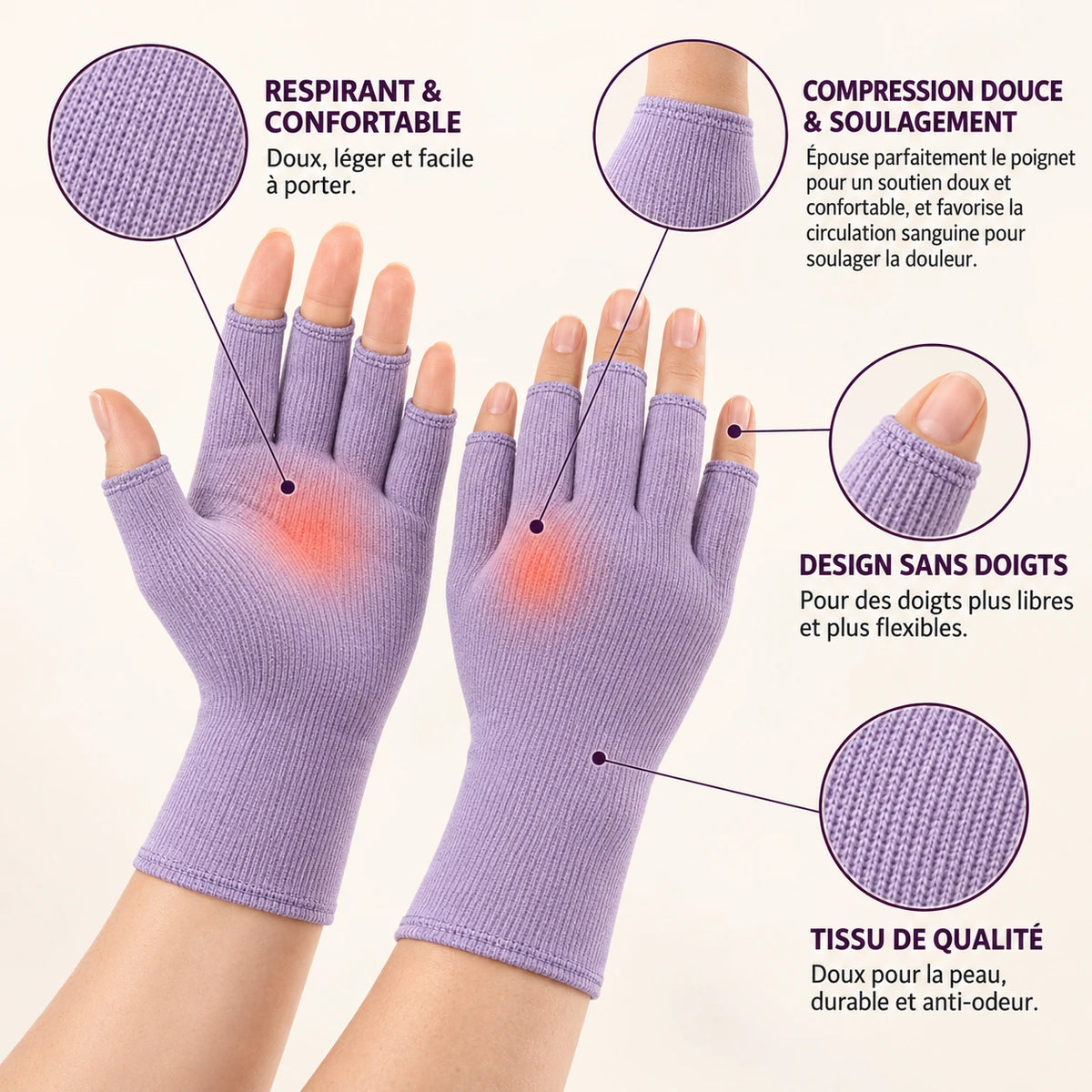 Gants de compression Venelia - soin et confort