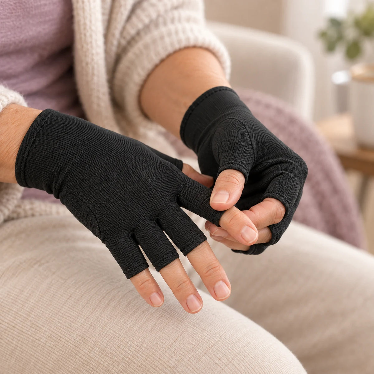 Gants de compression Venelia noirs - soulagement des mains