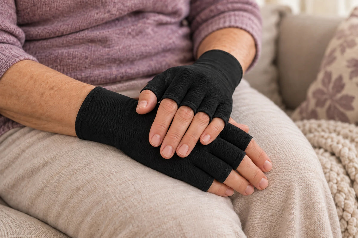 Gants de compression Venelia noirs - mains apaisees
